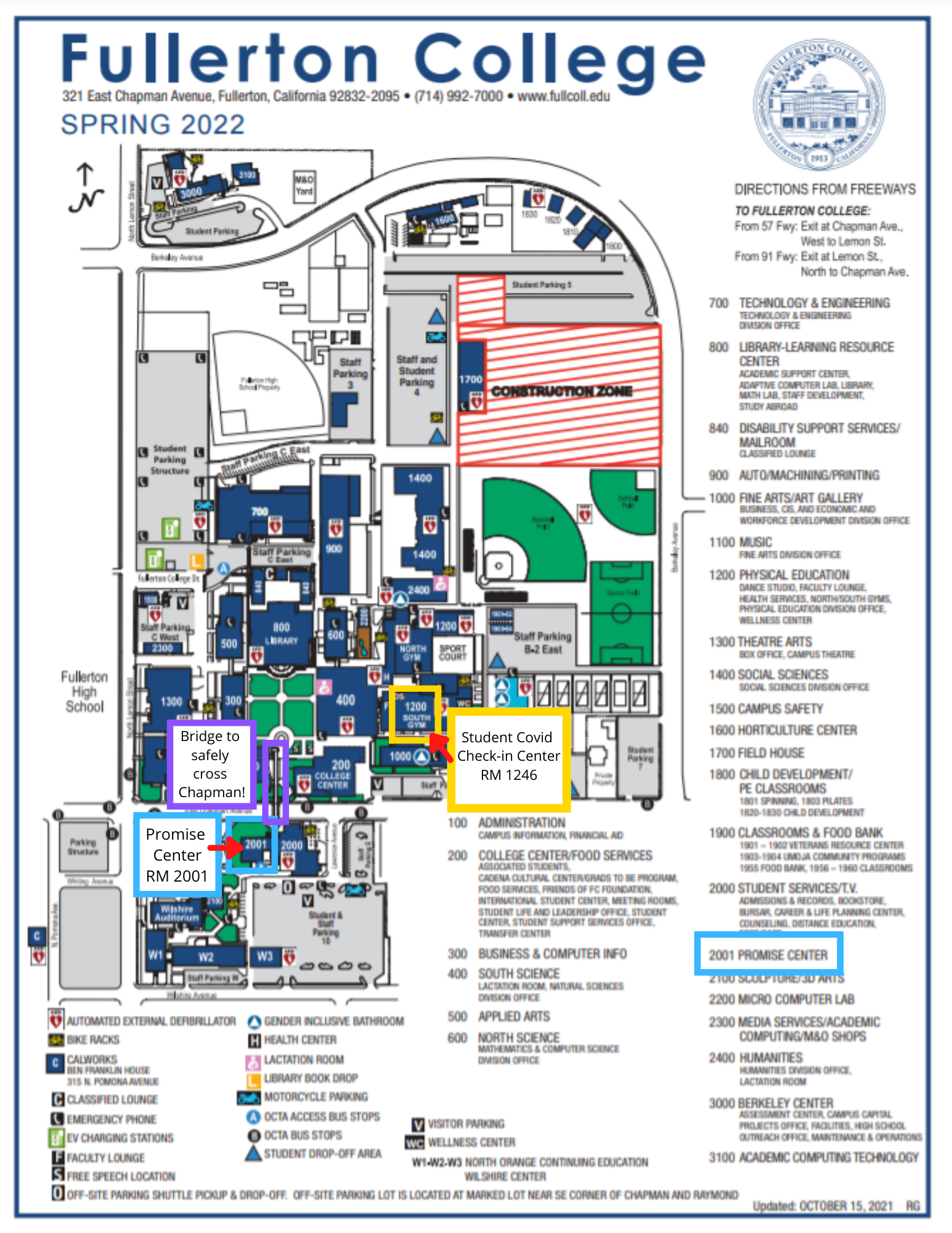 Image of Fullerton College Map